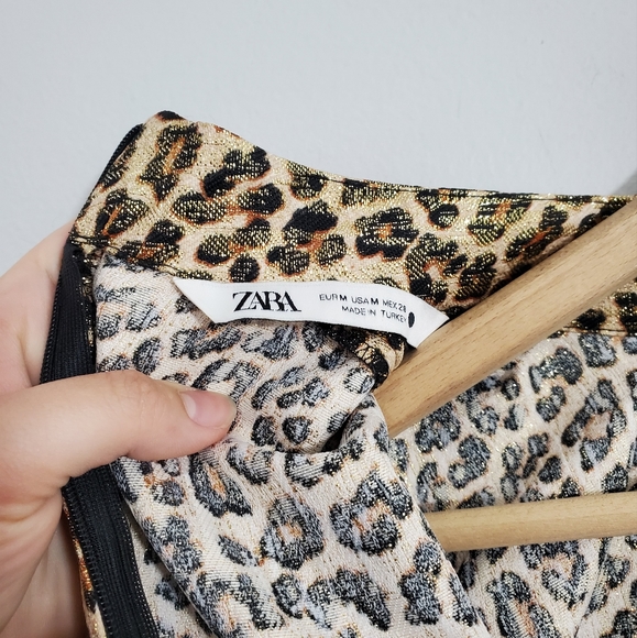 Zara Metallic Animal Print Long Sleeve Mini Dress - Picture 3 of 3
